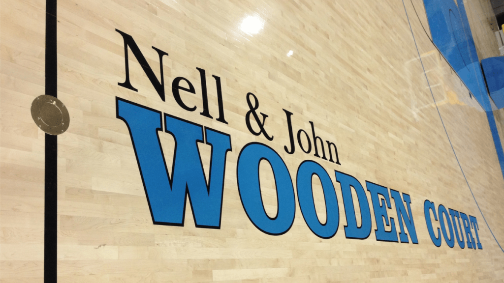 indoor volleyball floorplate on UCLA's basketball court